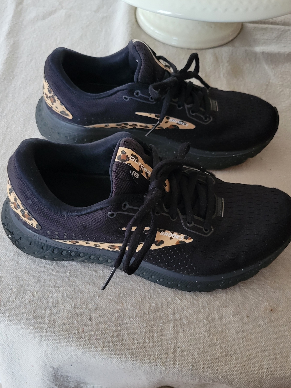 Brooks Women's Black Running Shoes with Leopard Accent - Picture 3 of 9